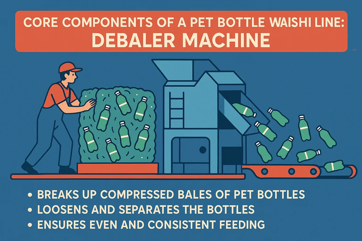 Core Components of a PET Bottle Washing Line: Debaler Machine